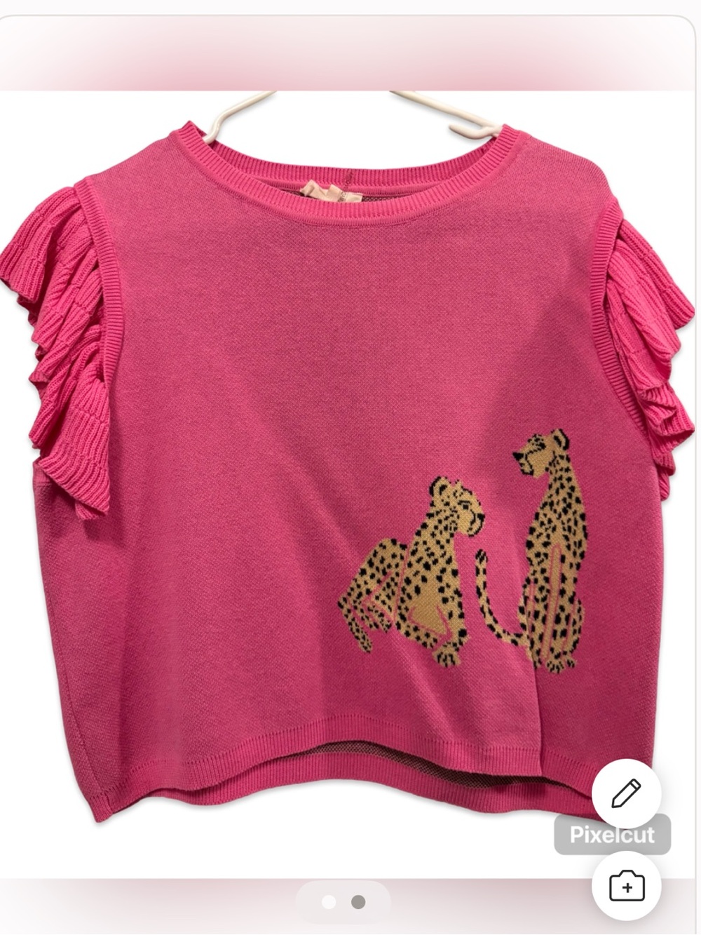 Entro women’s Hot Pink Knit Top with Cheetah Motif